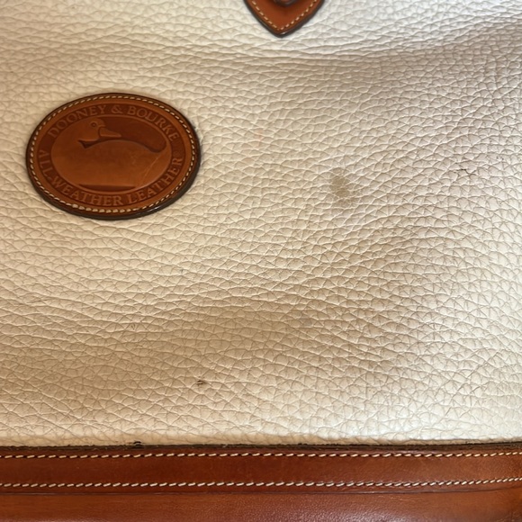 Dooney & Bourke cream and brown leather satchel - Picture 5 of 10